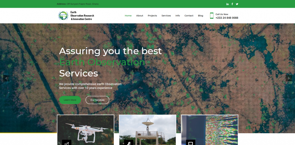 Screenshot of a public institutional website designed for Earth-observation services